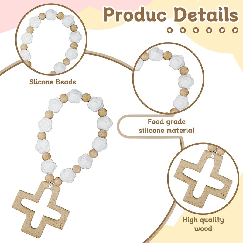 Sumalon Cross Baptism Silicone Rosary, First Communion Rosary Collection Shower Christian Communion Gifts - Image 3